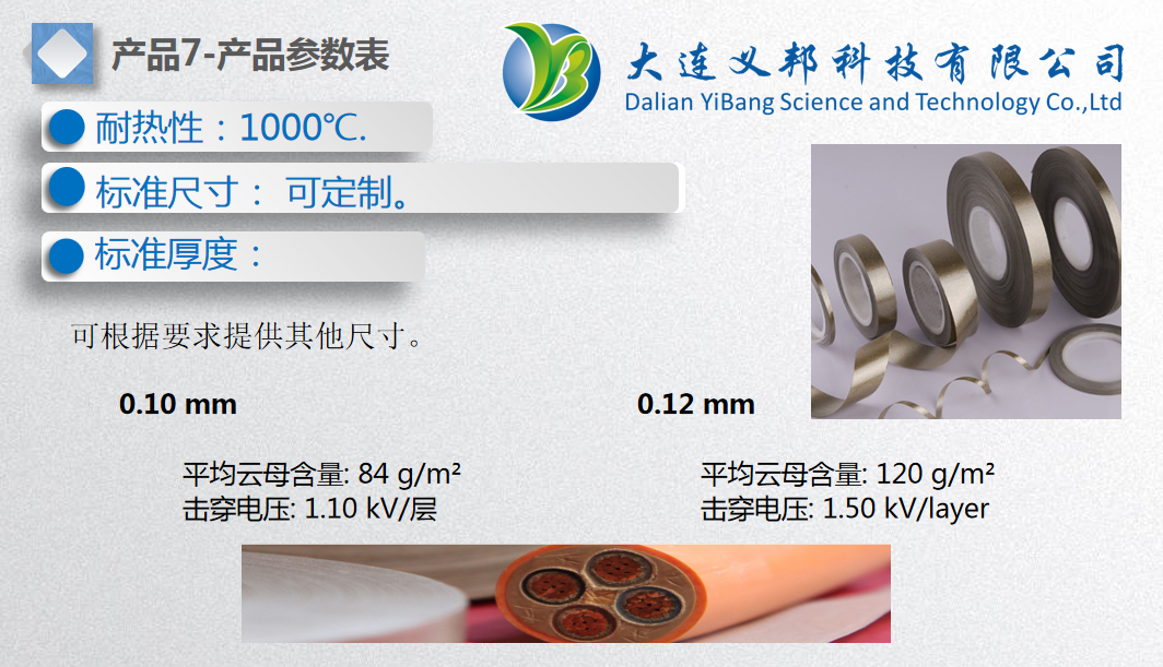 無(wú)毒耐火電纜系列云母帶及其他云母管件